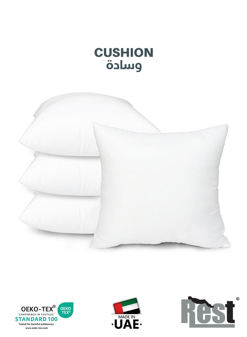 ريست REST Bedding Throw Pillows Insert Cushion Filler Outer Cover Non Woven Hollowfiber Filling 400 gm Ultra Soft Fiber Size 45x45cm , 18x18inch Cushion Inserts Home Decor  White (Pack of 4) - Image 1